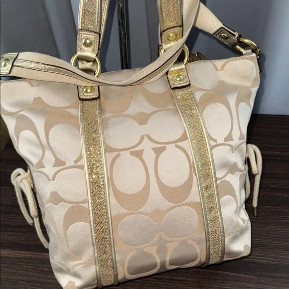 Coach Poppy Beige and Gold Women's shoulder and cross body Bag - Picture 11 of 17